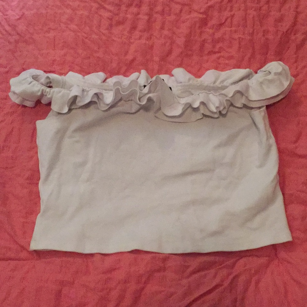White off the shoulder ruffle top